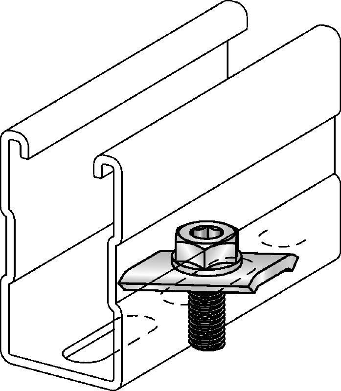 MC-S-M10 OC-A Vis de connexion galvanisée à chaud (GAC) pour fixer les connexions à la face arrière des rails de supportage MC à l'extérieur